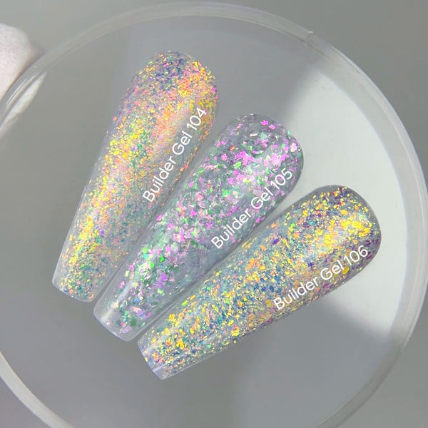 NAILSOFTHEDAY Builder Gel 104 — builder gel transparente con copos Yuki, 15 ml