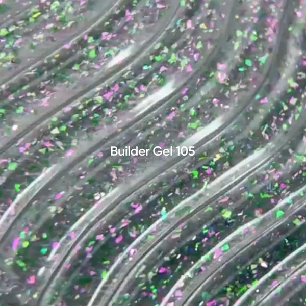 NAILSOFTHEDAY Builder Gel 105 — builder gel transparente con copos Yuki, 15 ml