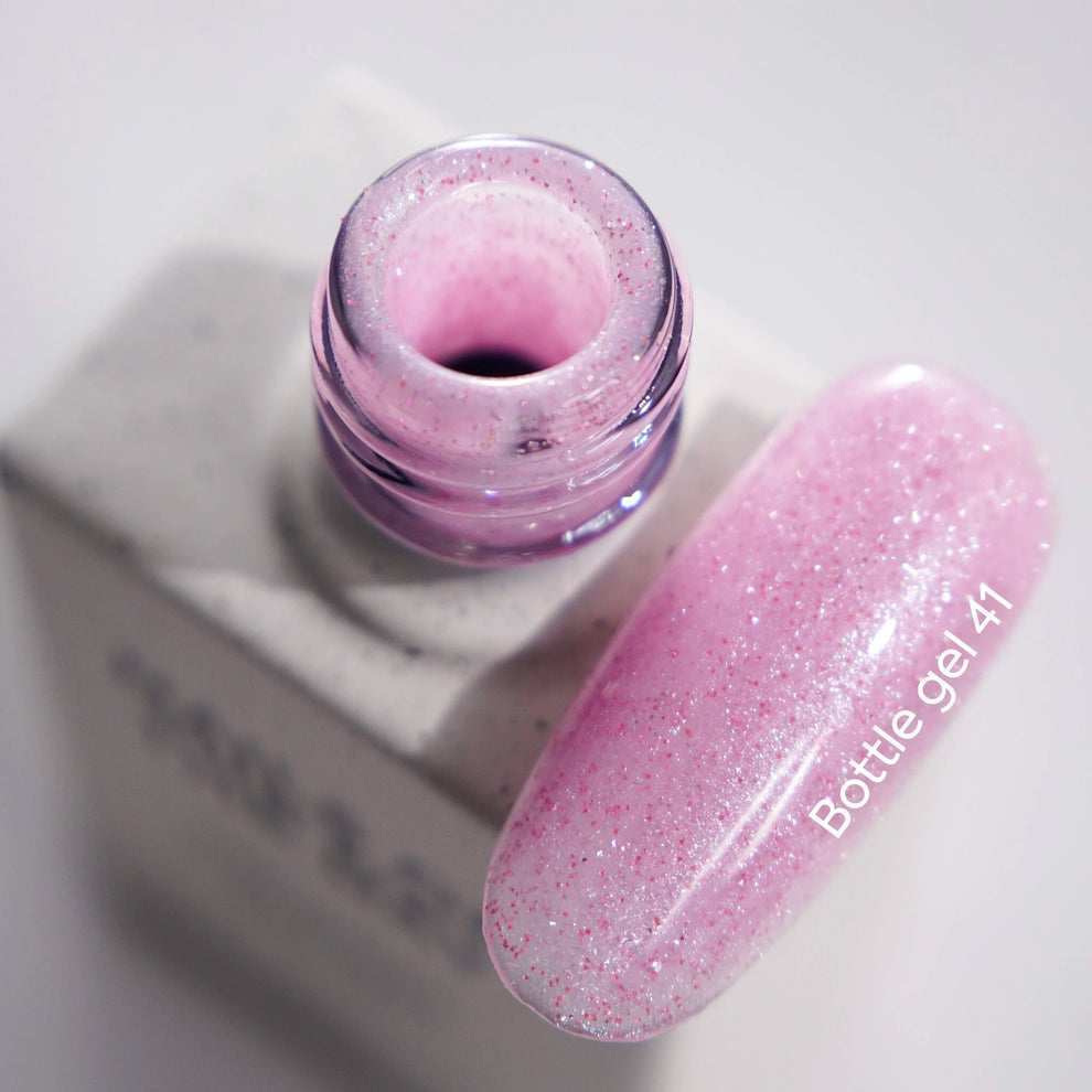 NAILSOFTHEDAY Bottle Gel 41 – gel ultraresistente rosa con efecto reflectante para el refuerzo de uñas, 10 ml