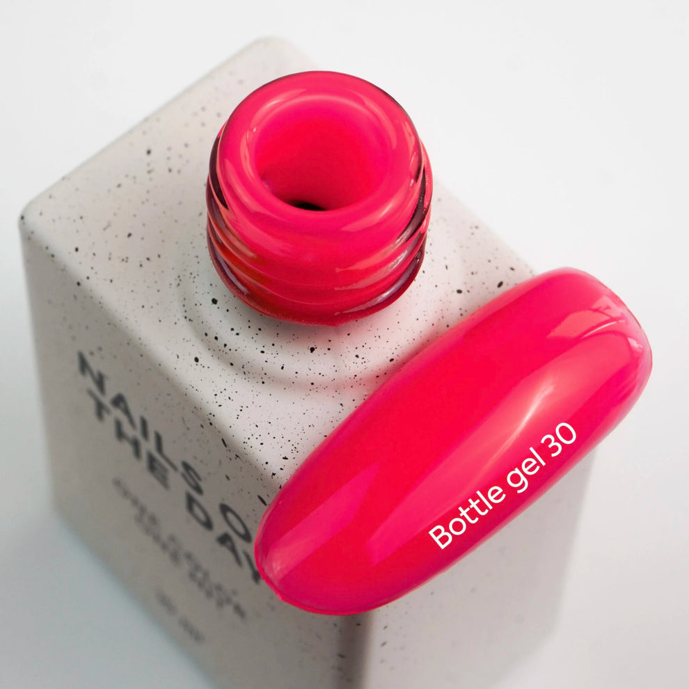 NAILSOFTHEDAY Bottle Gel 30 – gel ultraresistente frambuesa neón para el refuerzo de uñas, 10 ml