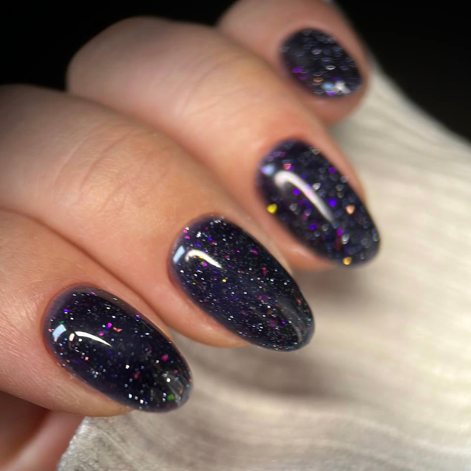 NAILSOFTHENIGHT Base reflectante 03 - base reflectante de camuflaje con brillo (destellos violeta y rosa), 10 ml