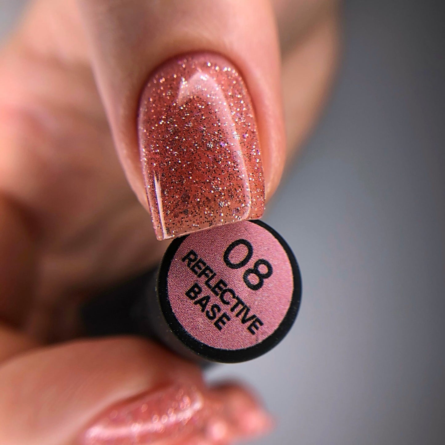 NAILSOFTHENIGHT Base reflectante 08 - base reflectante de camuflaje con brillo (melocotón), 10 ml