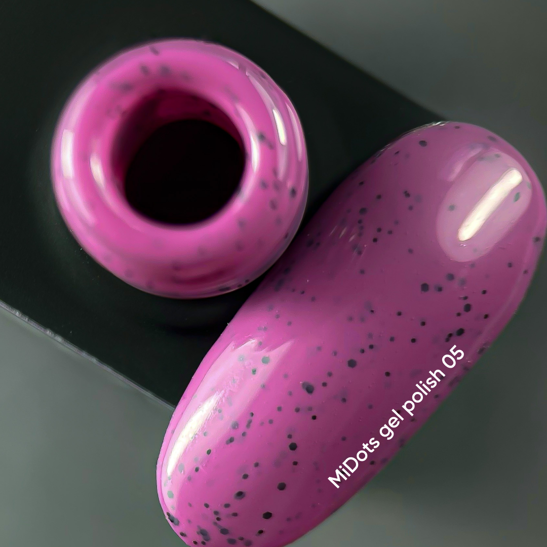 NAILSOFTHEDAY MiDots gel polish 05 — esmalte semipermanente frambuesa con puntos negros para uñas, 10 ml