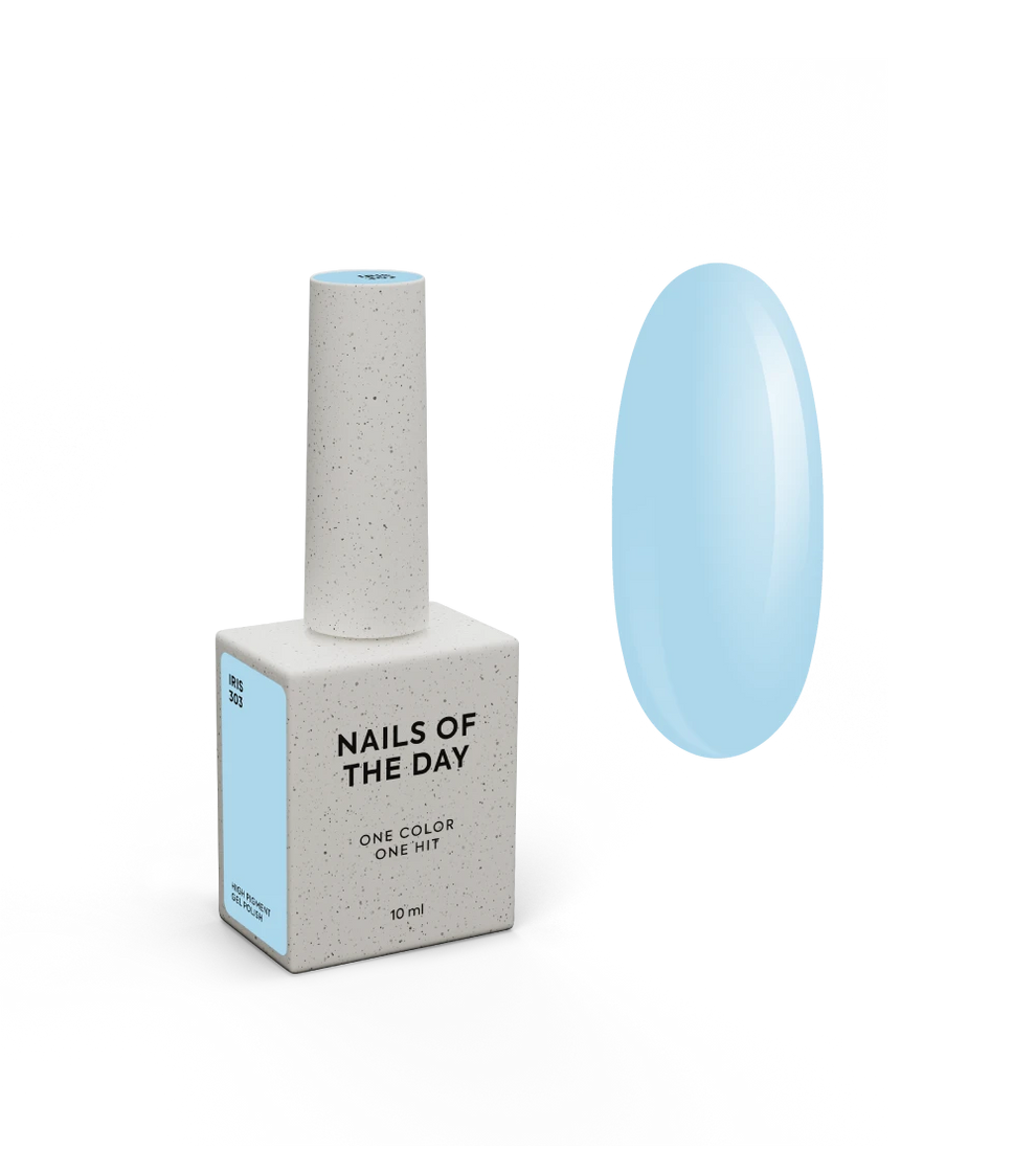 NAILSOFTHEDAY Gel Polish Iris — esmalte semipermanente azul cielo, cubre en una sola capa, 10 ml.