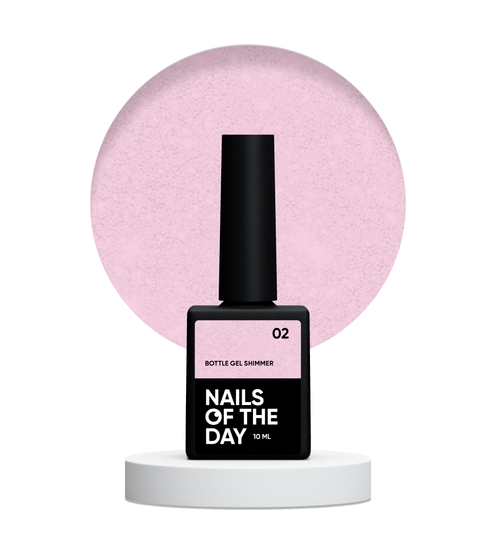NAILSOFTHEDAY Botella gel shimmer 02 – gel rosa lechoso súper fuerte con brillo plateado, 10 ml