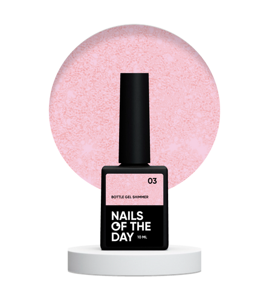 NAILSOFTHEDAY Botella gel shimmer 03 – gel rosa pálido ultrafuerte con brillo rojo, 10 ml