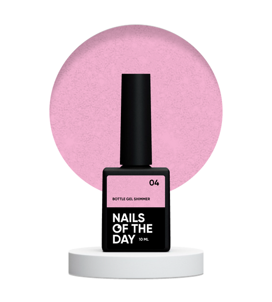 NAILSOFTHEDAY Botella gel shimmer 04 – gel rosa ultrafuerte con brillo plateado, 10 ml
