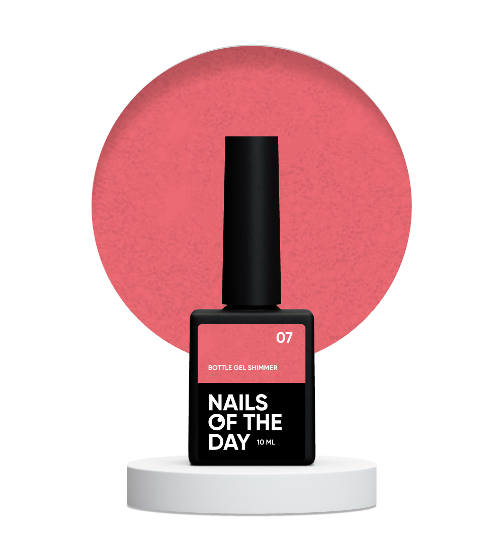 NAILSOFTHEDAY Botella gel shimmer 07 - gel coral ultra fuerte con brillo plateado, 10 ml