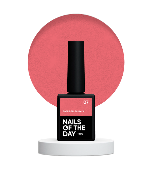 NAILSOFTHEDAY Botella gel shimmer 07 - gel coral ultra fuerte con brillo plateado, 10 ml