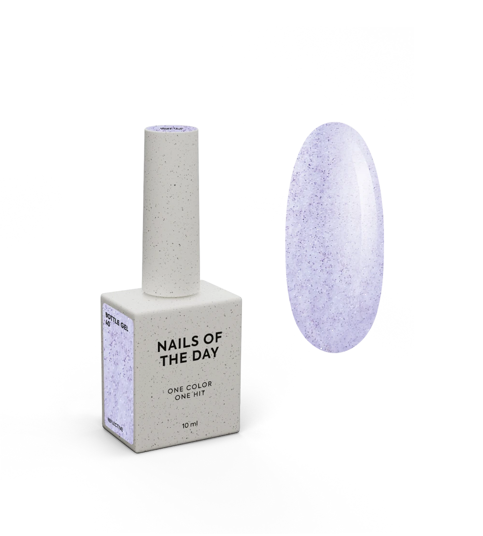 NAILSOFTHEDAY Bottle Gel 40 – gel ultraresistente lila con efecto reflectante para el refuerzo de uñas, 10 ml