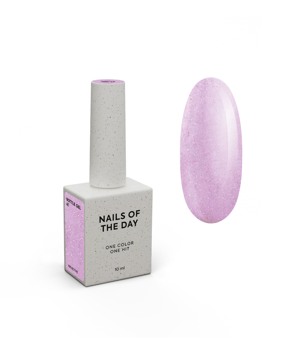 NAILSOFTHEDAY Bottle Gel 41 – gel ultraresistente rosa con efecto reflectante para el refuerzo de uñas, 10 ml