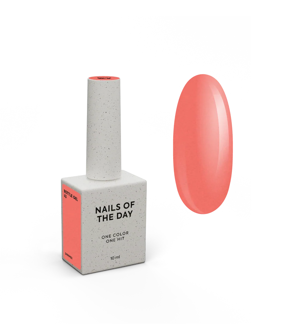 NAILSOFTHEDAY Bottle gel 43 – rojo con brillo, gel fortalecedor de uñas extra fuerte, 10 ml