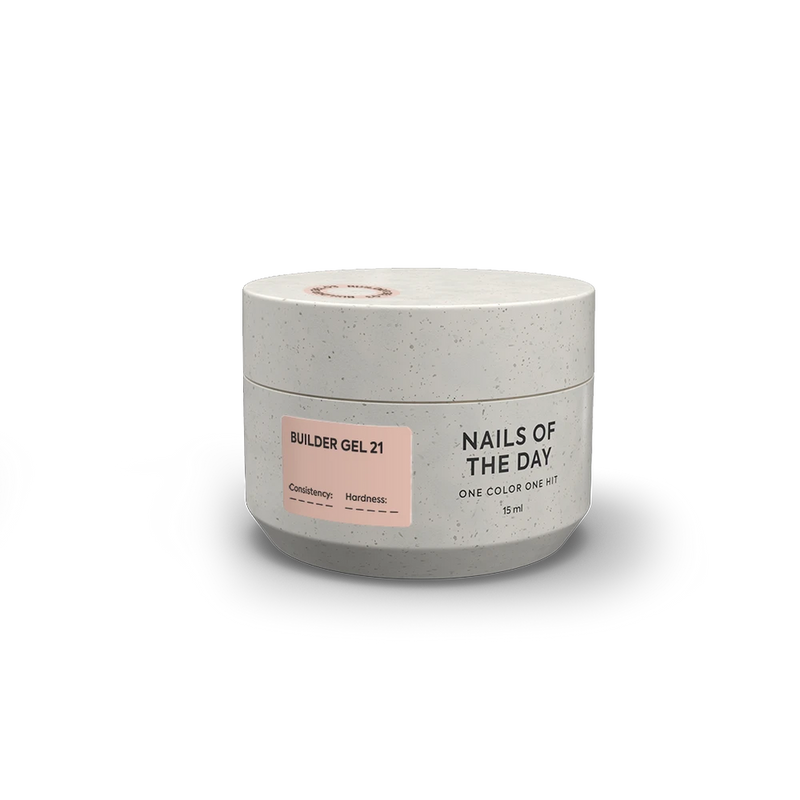 NAILSOFTHEDAY Builder Gel 21 — gel nude cálido para extensiones de uñas, 15ml/30ml