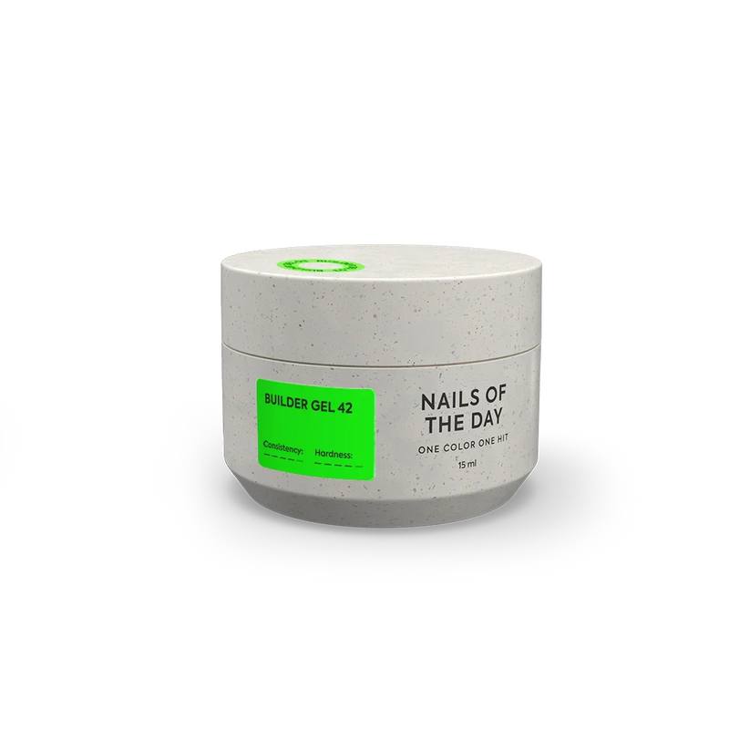 NAILSOFTHEDAY Builder Gel 42 — gel verde lima intenso para extensiones de uñas, 15 ml