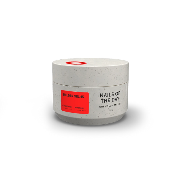 NAILSOFTHEDAY Builder Gel 45 — gel rojo coral para extensiones de uñas, 15 ml