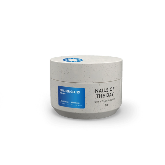 NAILSOFTHEDAY Builder gel 53 Vitrage — gel constructor vitral azul para extensión de uñas, 15 ml