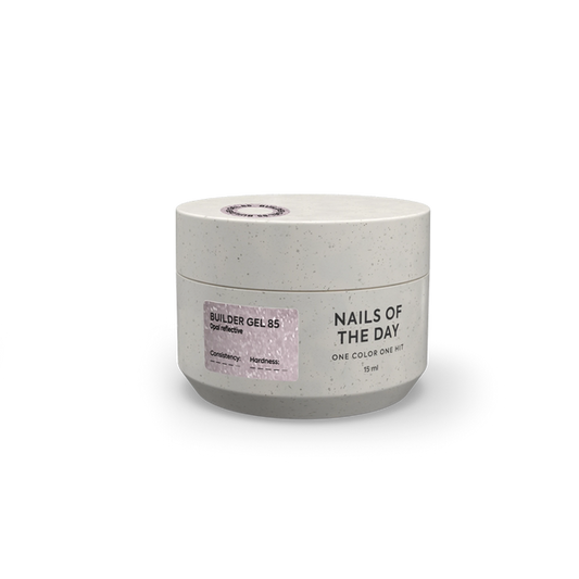 NAILSOFTHEDAY Builder Gel 85 — builder gel rosa-lechoso reflectante con brillo opal, 15 ml