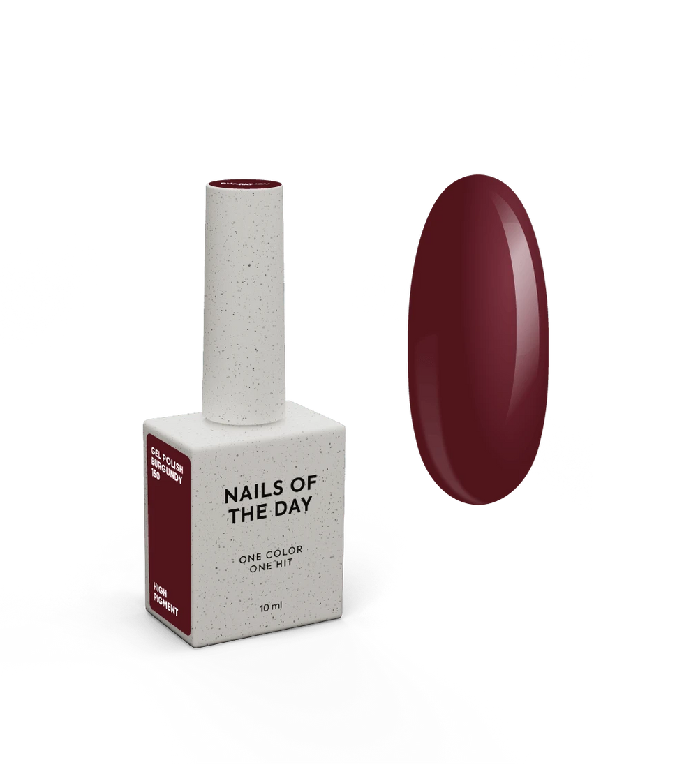 NAILSOFTHEDAY Gel Polish Burgundy — esmalte semipermanente de tono burdeos intenso con cobertura completa en una sola capa. 10 ml.