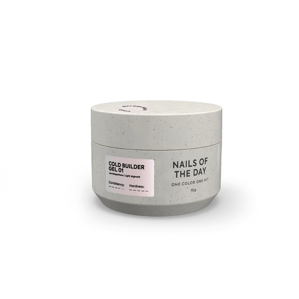 NAILSOFTHEDAY Cold Builder Gel 01 — gel constructor rosa lechoso para extensión de uñas, 15 ml.