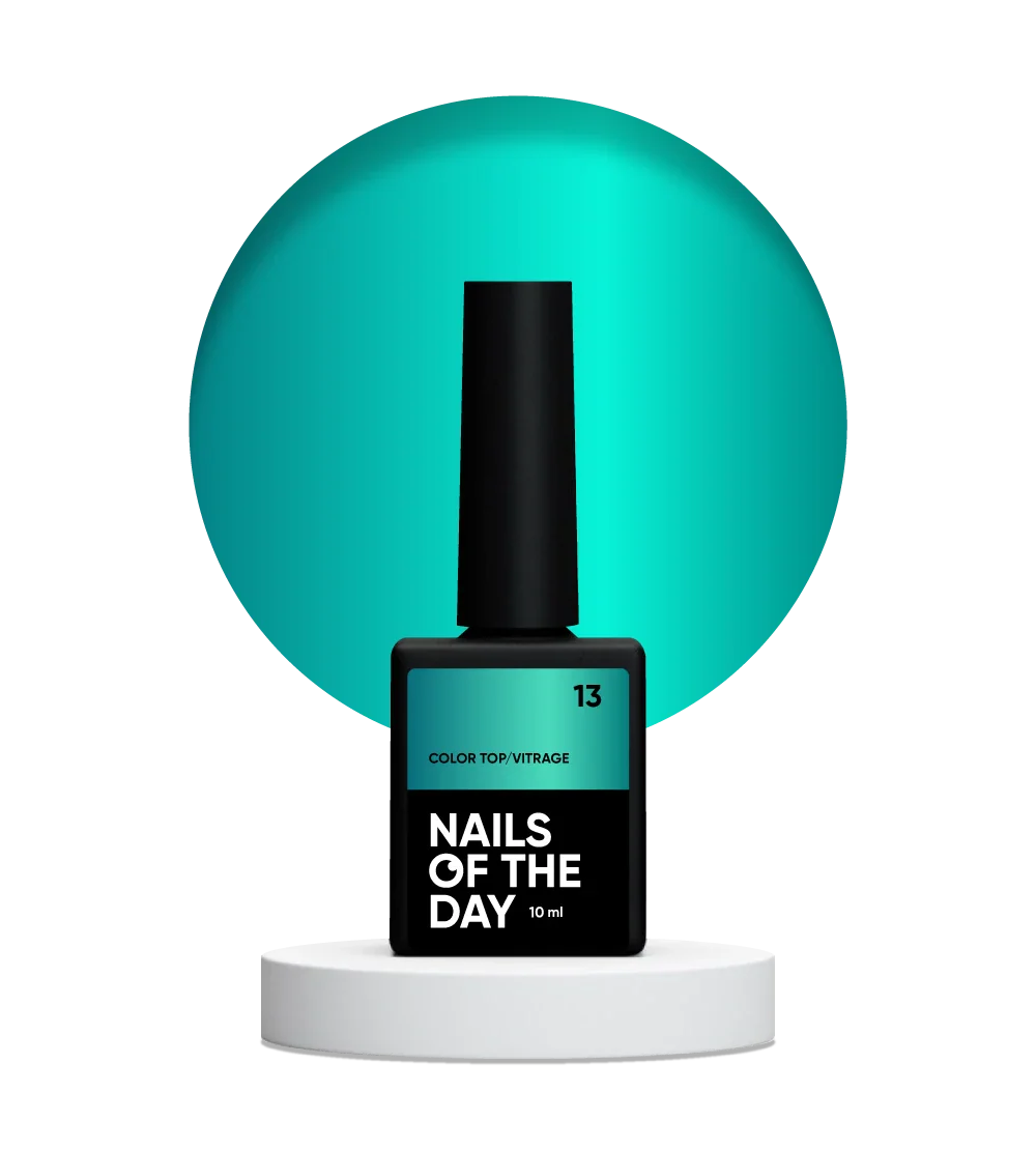 NAILSOFTHEDAY Color Top/Vitrage 13 - vidriera translúcida azul marino profundo, 10 ml