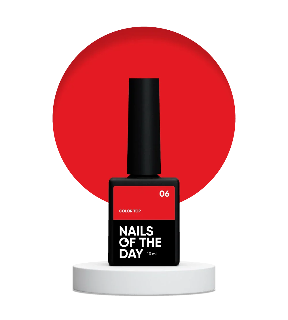 NAILSOFTHEDAY Color Top 06 — clásico rojo intenso sin capa pegajosa, 10 ml.