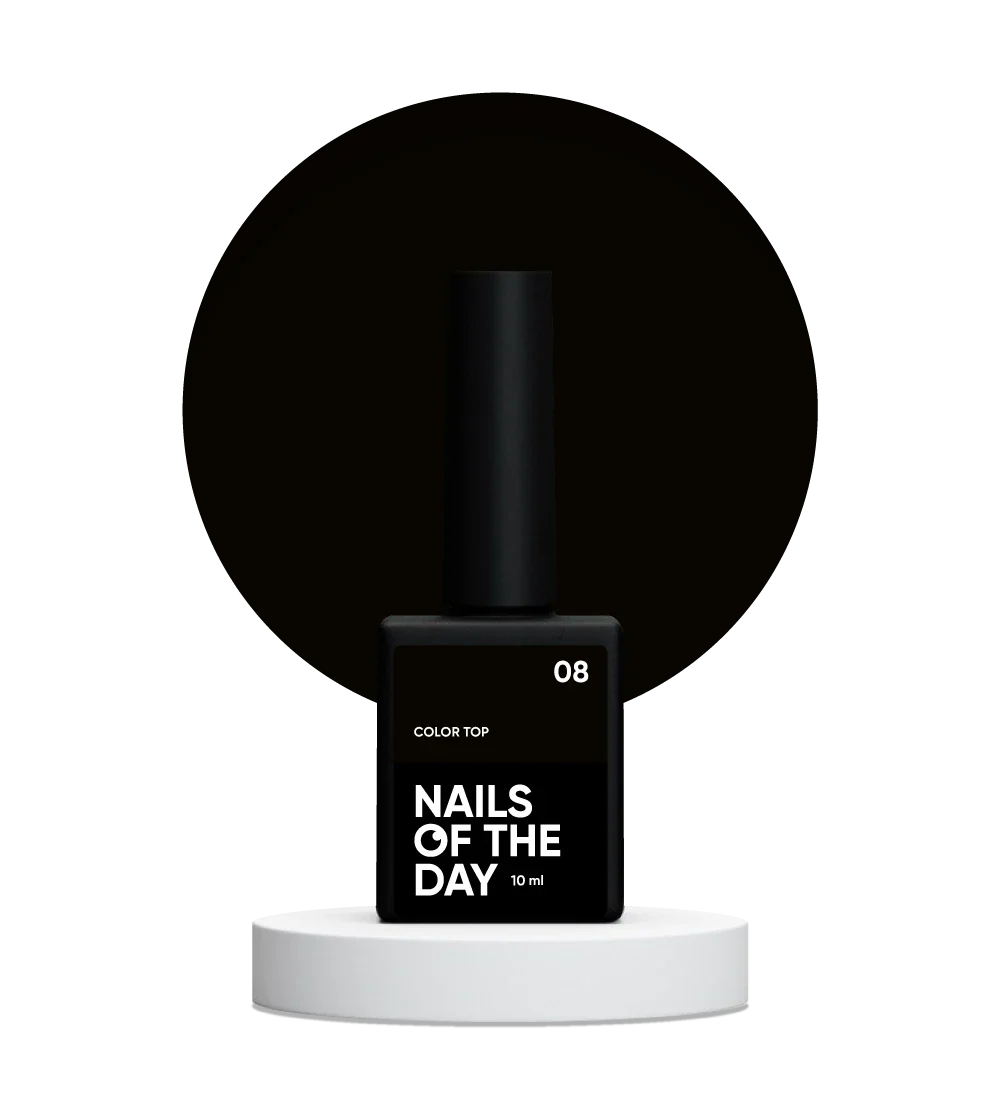 NAILSOFTHEDAY Color top 08 — top negro intenso sin capa pegajosa para uñas, 10 ml