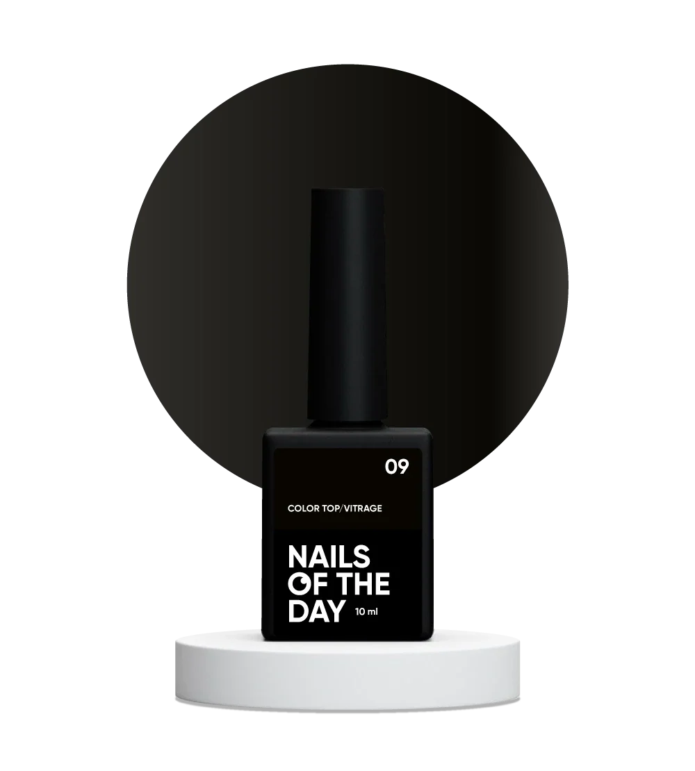 NAILSOFTHEDAY Color Top Vitrage 09 — top coat vitral negro semitransparente sin capa pegajosa para uñas, 10 ml.