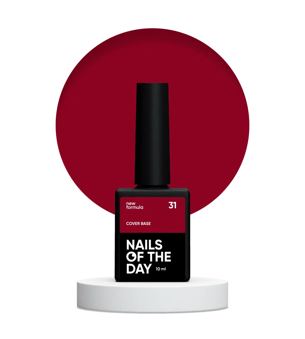 Nailsoftheday Cover Base NEW Formula 31 — base pigmentada intenso color rojo, 10 ml.
