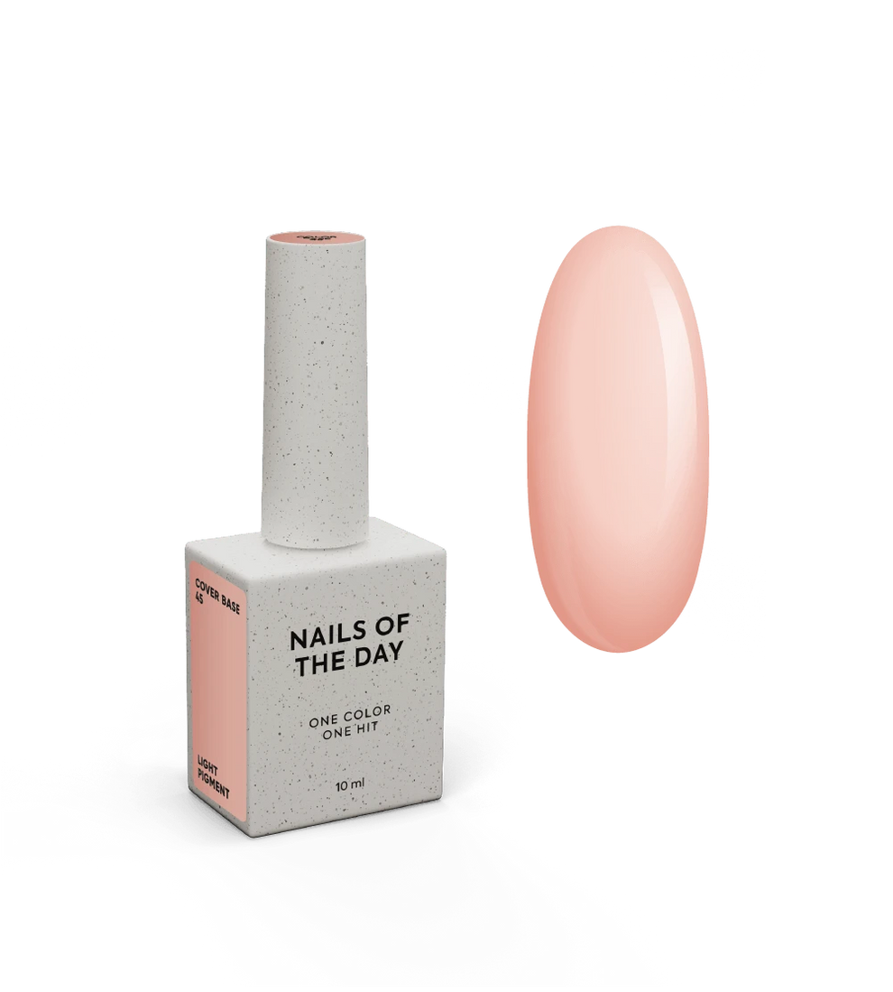 NAILSOFTHEDAY Cover Base 45 Light Pigment – base para uñas nude semitransparente con pigmentación ligera, 10 ml