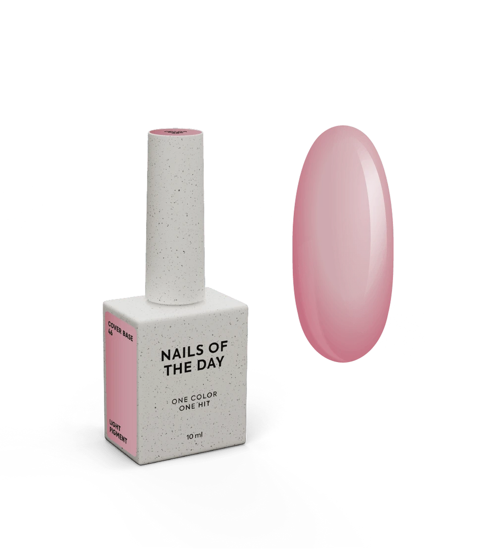NAILSOFTHEDAY Cover Base 46 Light Pigment – base para uñas rosa empolvado semitransparente con pigmentación ligera, 10 ml