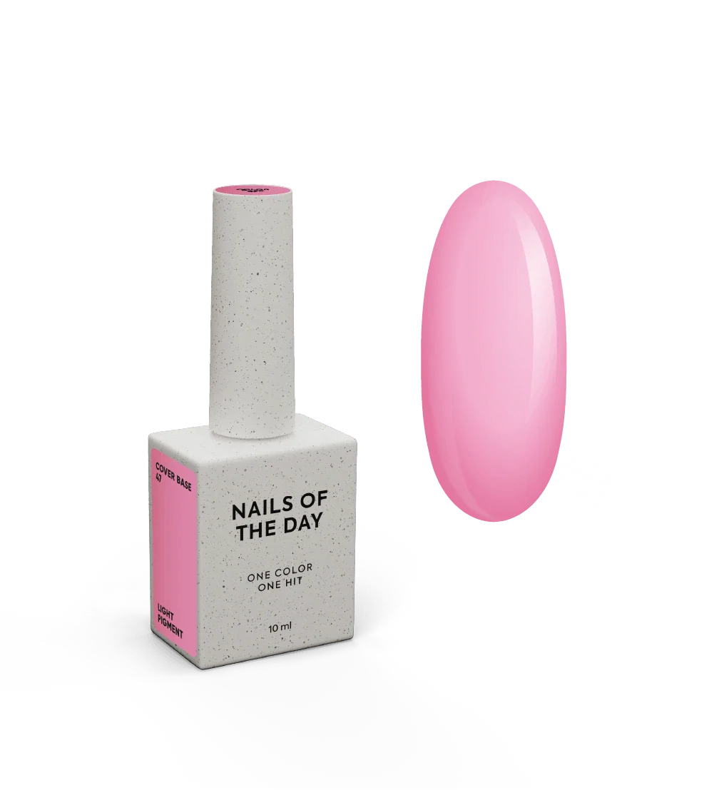 NAILSOFTHEDAY Cover base 47 light pigment: recubrimiento base translúcido de color rosa intenso ligeramente pigmentado para uñas, 10 ml