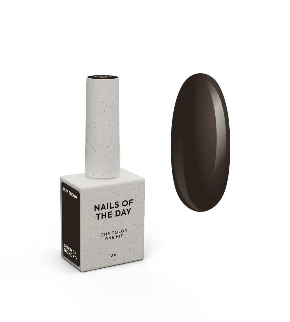 NAILSOFTHEDAY Color of the Month Noviembre 2025 — Deep Brown: tono marrón profundo con matiz de chocolate, cubre en una sola capa, 10 ml.