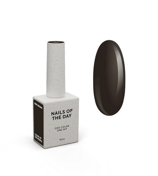 NAILSOFTHEDAY Color of the Month Noviembre 2025 — Deep Brown: tono marrón profundo con matiz de chocolate, cubre en una sola capa, 10 ml.
