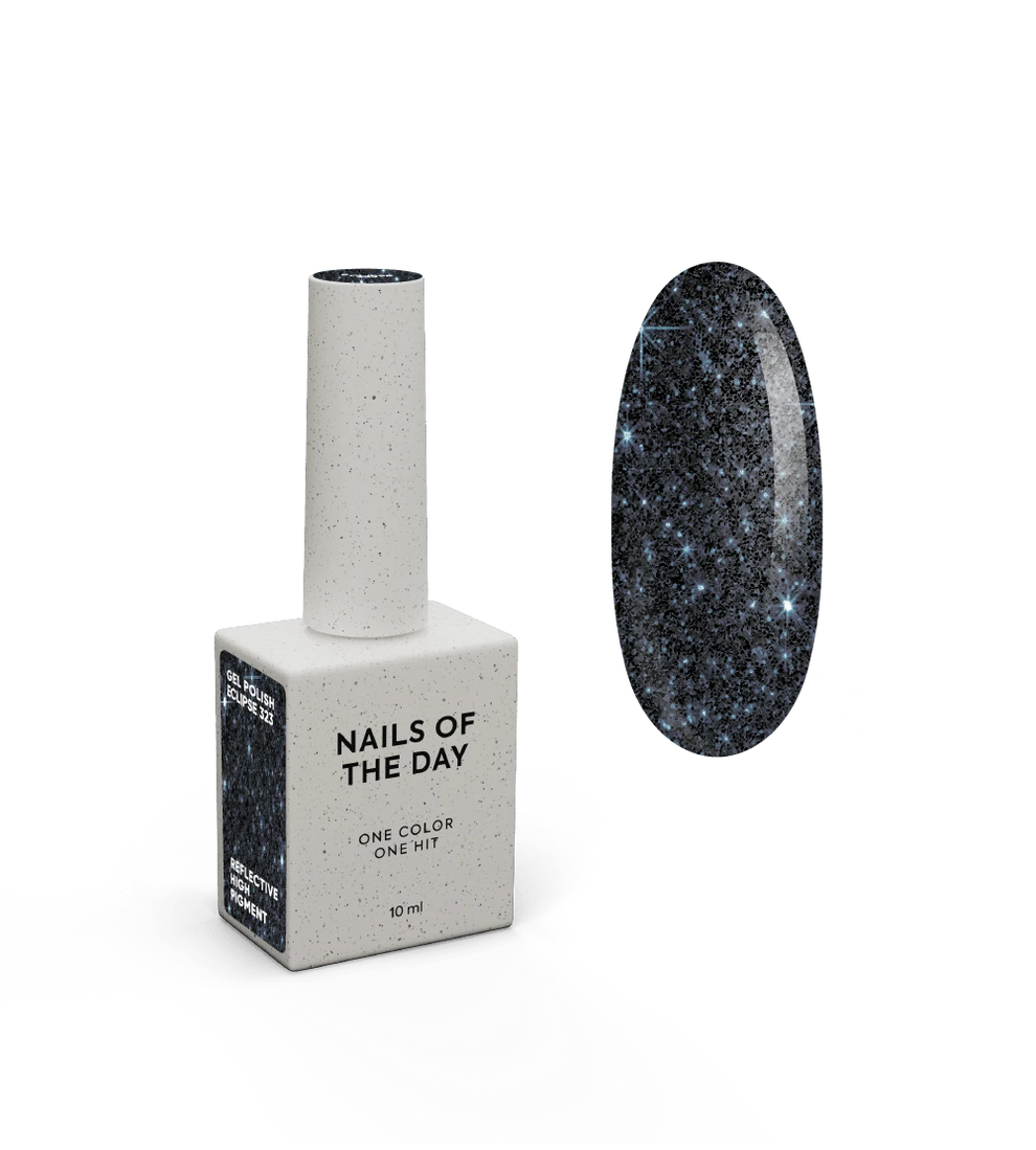 NAILSOFTHEDAY Gel Polish Eclipse — esmalte semipermanente negro-azul reflectante, 10 ml