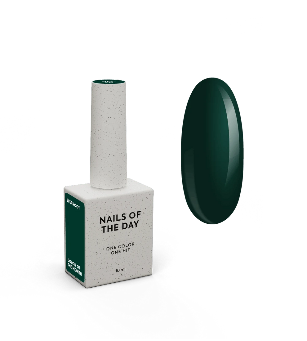 NAILSOFTHEDAY Color del Mes Septiembre 2025 Everroot - Un verde profundo e intenso con cobertura total en una sola capa, 10 ml.