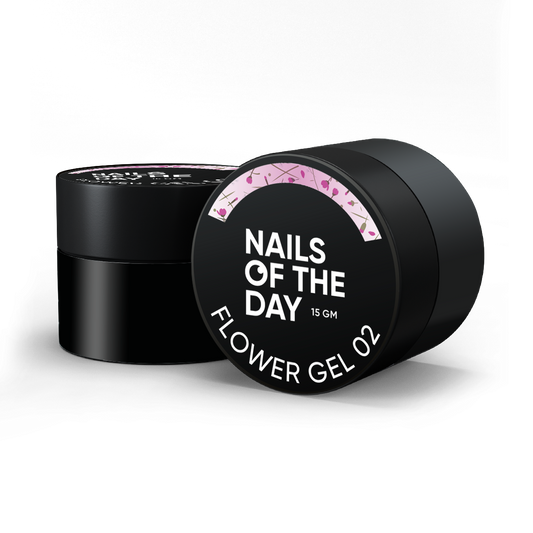 NAILSOFTHEDAY Build gel Flower 02 — gel de construcción rosa con flores secas para uñas, 15 ml