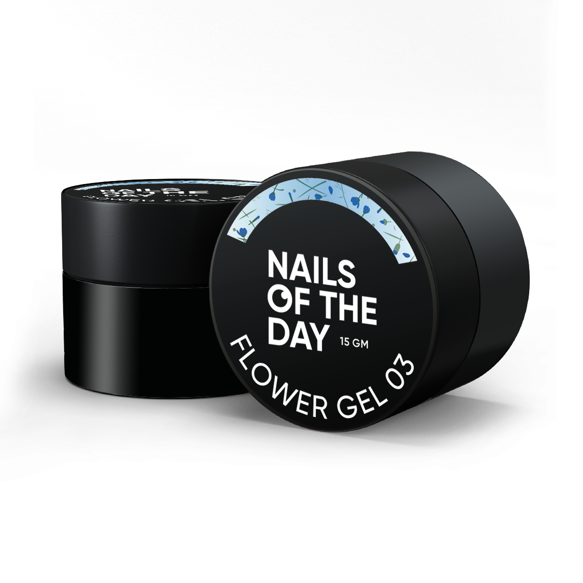 NAILSOFTHEDAY Build gel Flower 03 — gel de construcción azul con flores secas para uñas, 15 ml