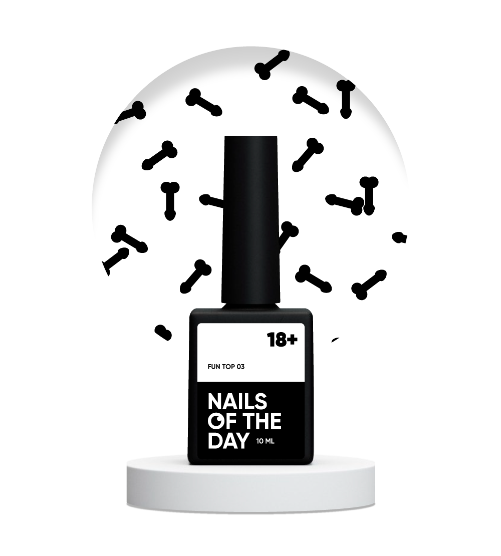 NAILSOFTHEDAY ¡DIVERSIÓN!top 03 — revestimiento de acabado para uñas con decoración artística negra, sin capa pegajosa, 10 ml