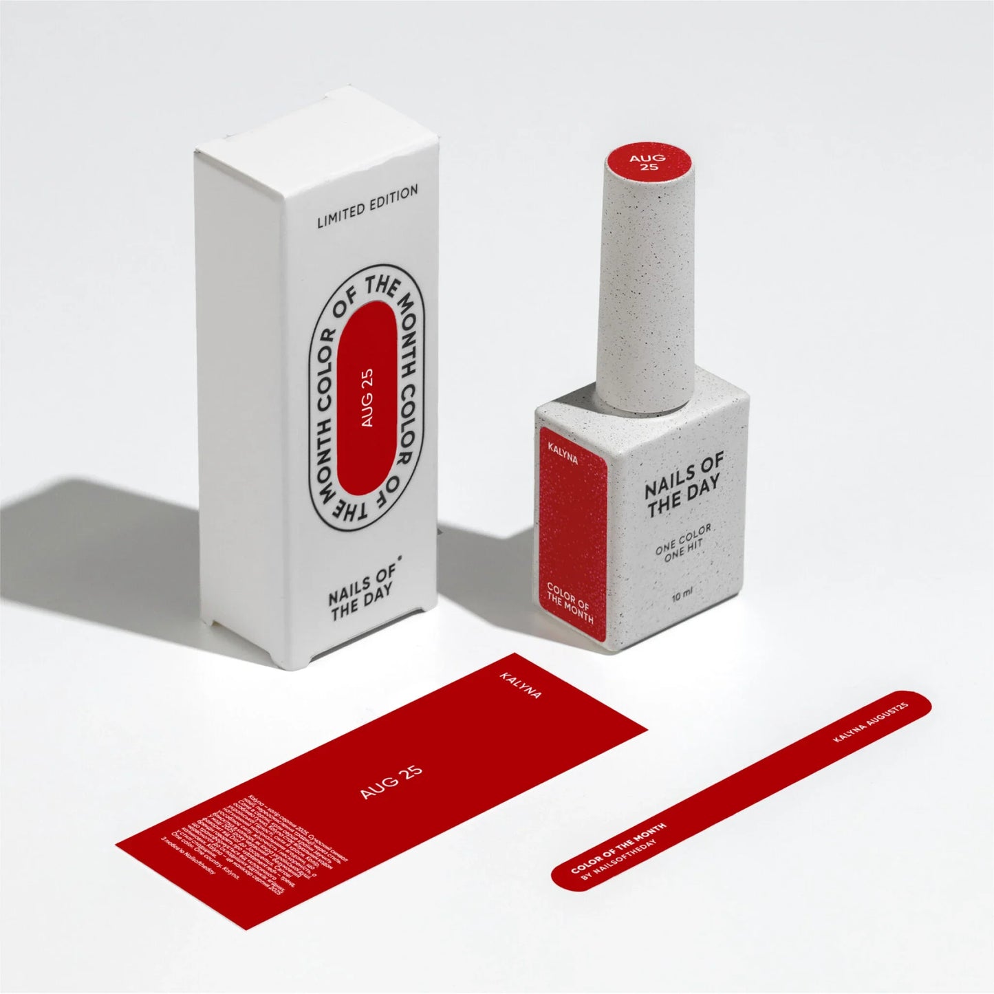 NAILSOFTHEDAY Color del mes agosto de 2025 Kalyna: el color del mes es rojo viburnum con un fino brillo rosado superpuesto en una capa, 10 ml