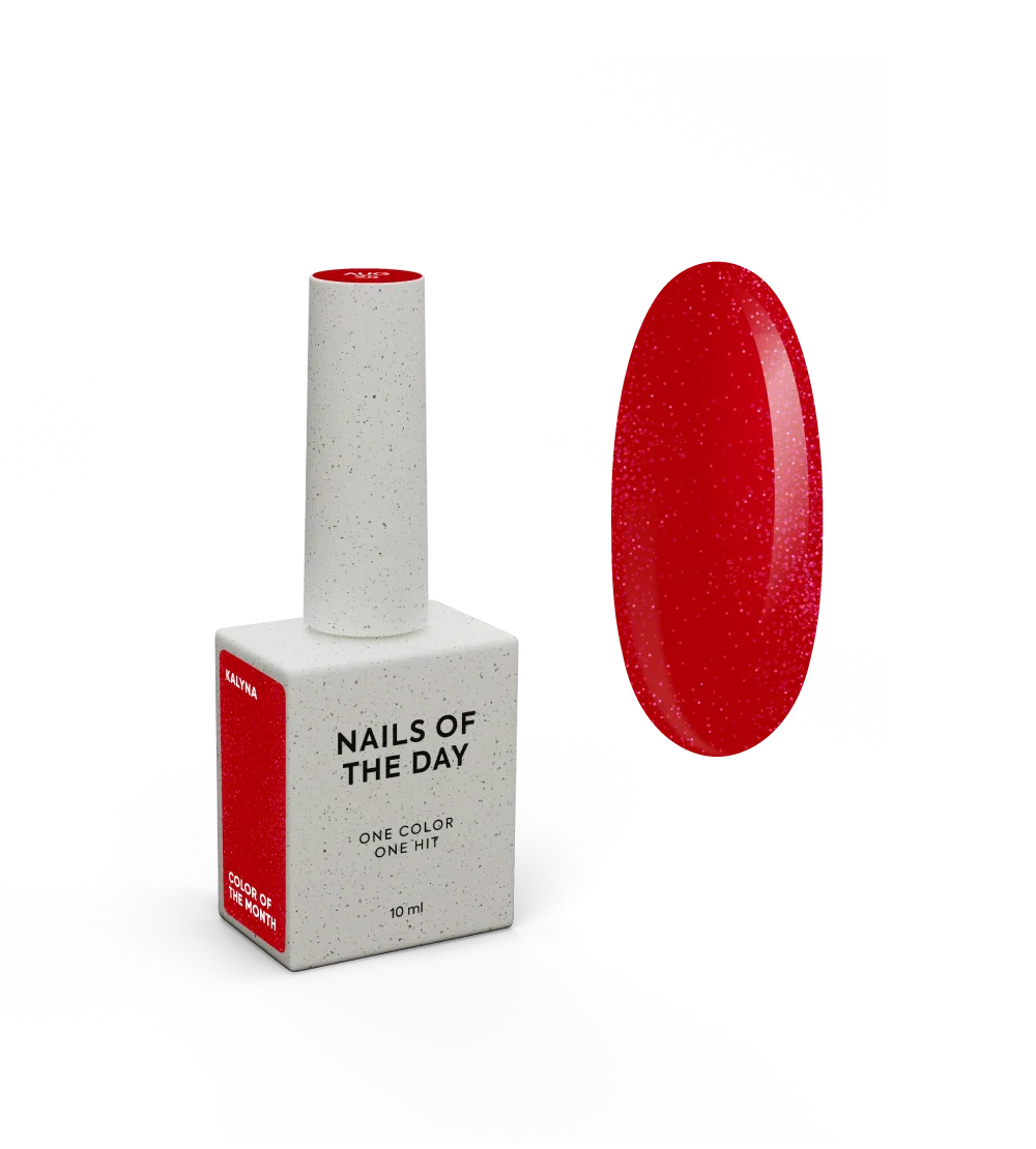 NAILSOFTHEDAY Color del mes agosto de 2025 Kalyna: el color del mes es rojo viburnum con un fino brillo rosado superpuesto en una capa, 10 ml
