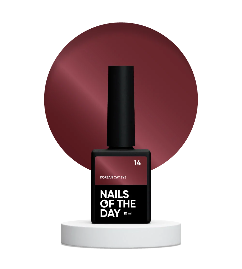 NAILSOFTHEDAY Korean Cat Eye 14 – esmalte semipermanente efecto ojo de gato rojo, 10 ml.