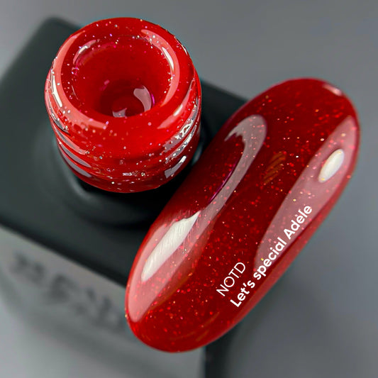 NAILSOFTHEDAY Let's Special Adele - esmalte de uñas en gel rojo con brillo que cubre una capa, 10 ml