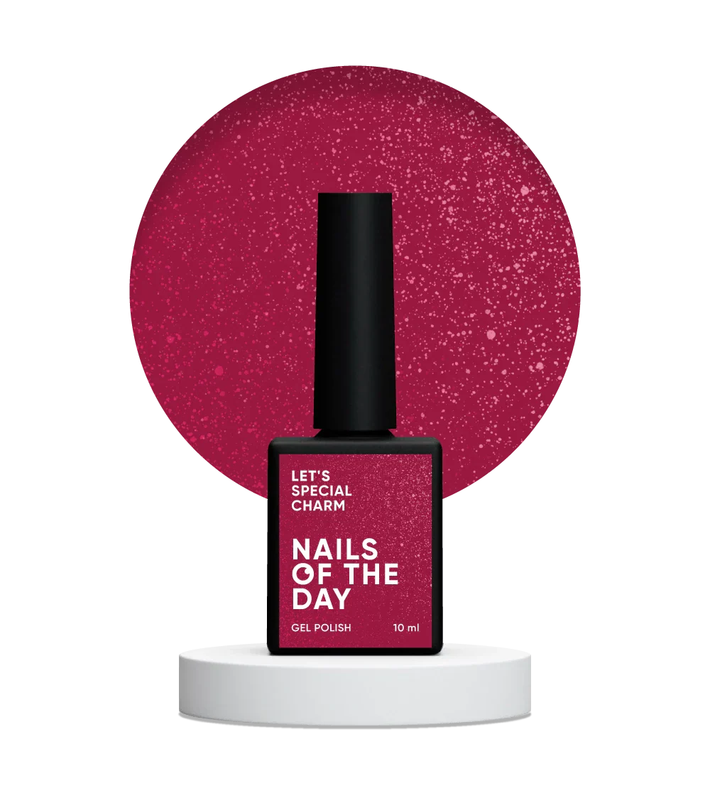 NAILSOFTHEDAY Let’s Special Charm — un esmalte semipermanente de color rosa frambuesa vibrante con un fino brillo, que ofrece cobertura completa en una sola capa, 10 ml.