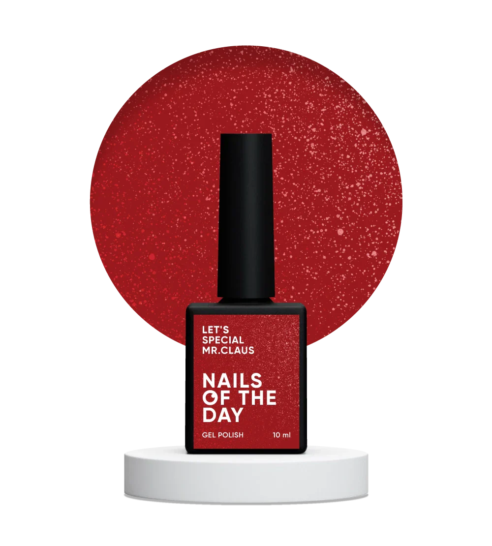 NAILSOFTHEDAY Let’s Special Mrs. Claus — un esmalte de color rojo intenso con un fino brillo, que ofrece cobertura completa en una sola capa, 10 ml.
