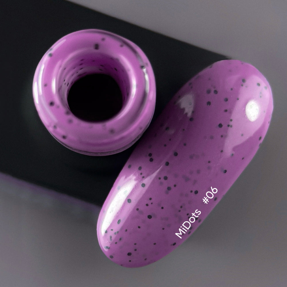 NAILSOFTHEDAY MiDots gel polish 06 - esmalte semipermanente morado con puntos negros para uñas, 10 ml