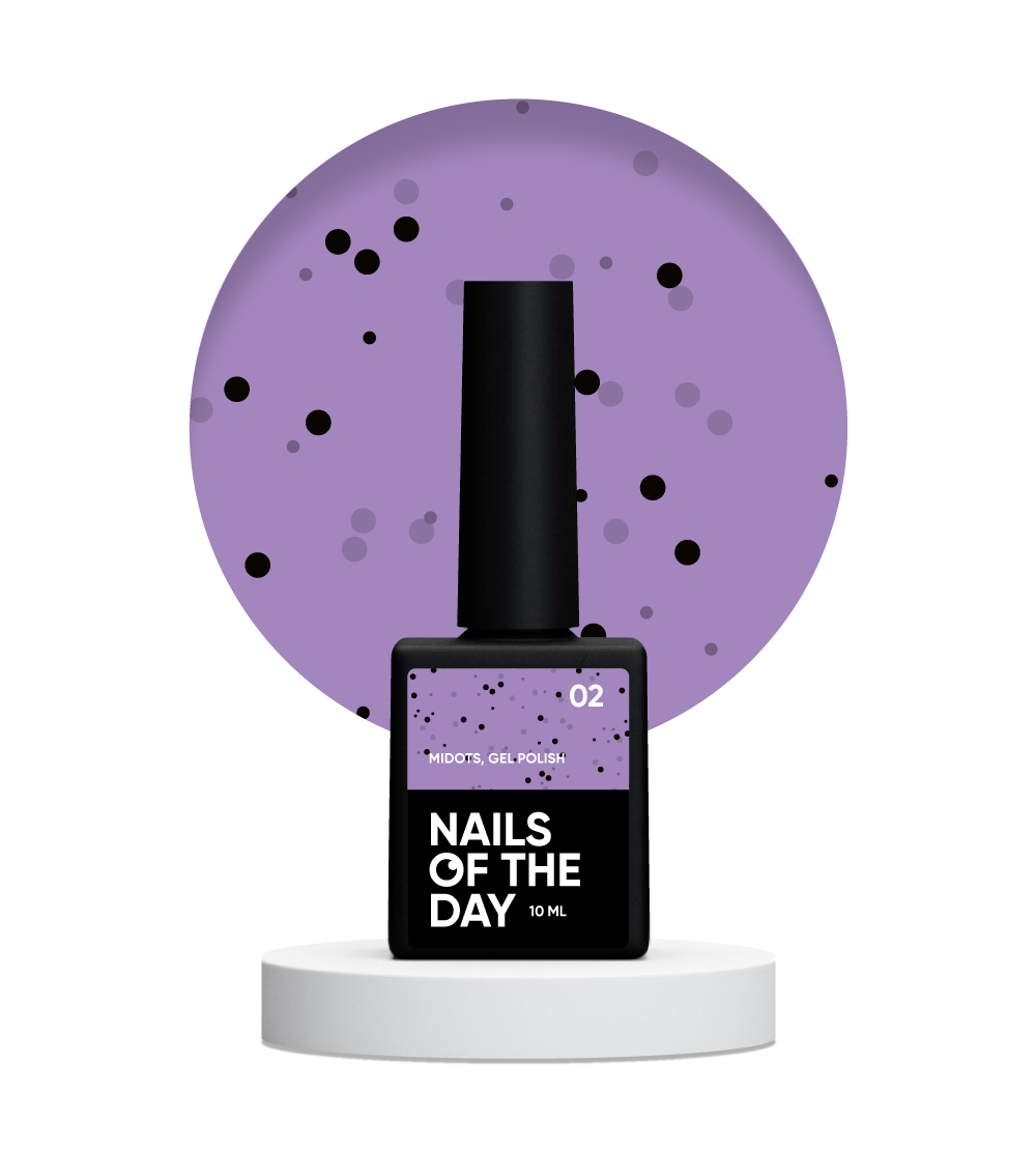 NAILSOFTHEDAY MiDots gel polish 02 - esmalte semipermanente lila con puntos negros, 10 ml