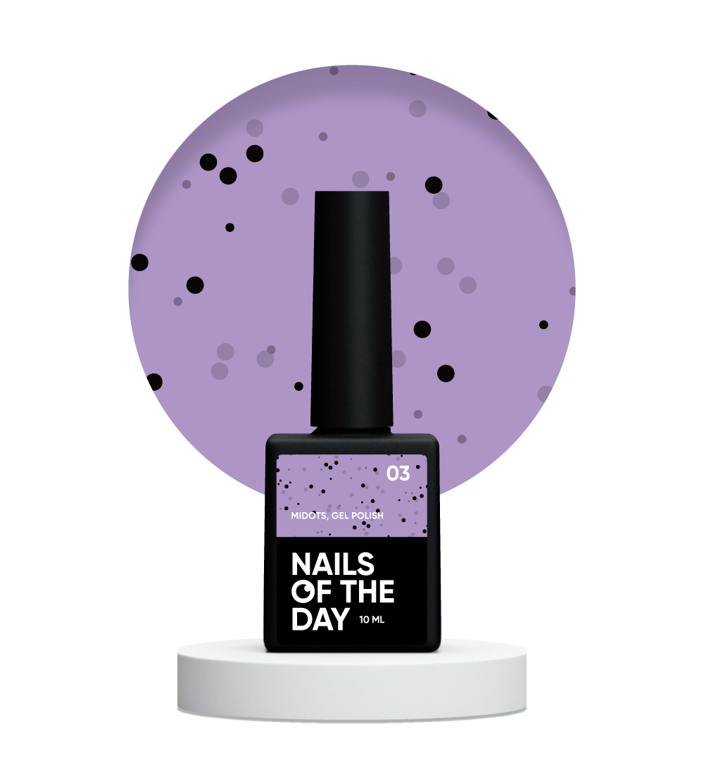 NAILSOFTHEDAY MiDots gel polish 03 - esmalte semipermanente morado con puntos negros, 10 ml