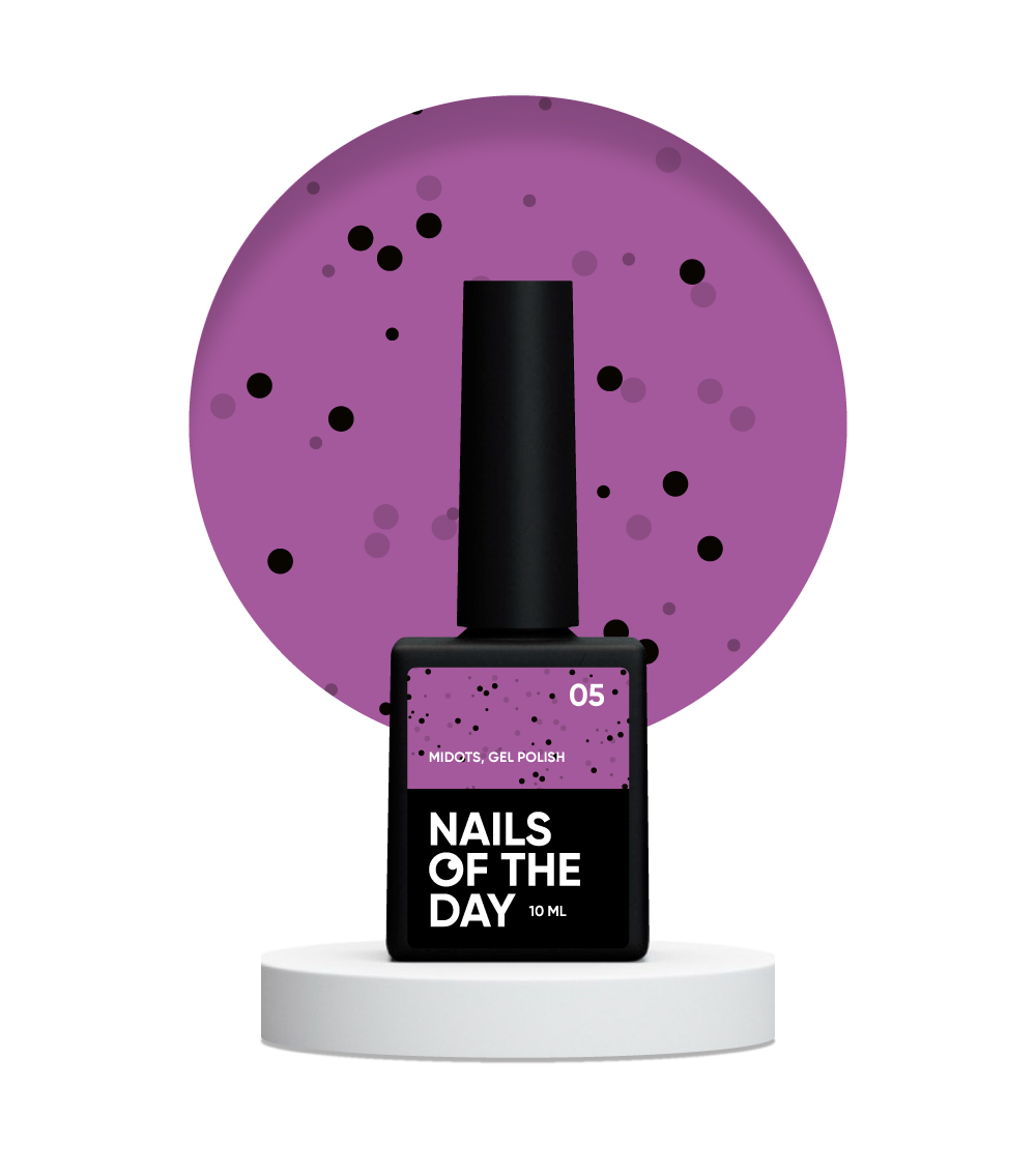 NAILSOFTHEDAY MiDots gel polish 05 — esmalte semipermanente frambuesa con puntos negros para uñas, 10 ml