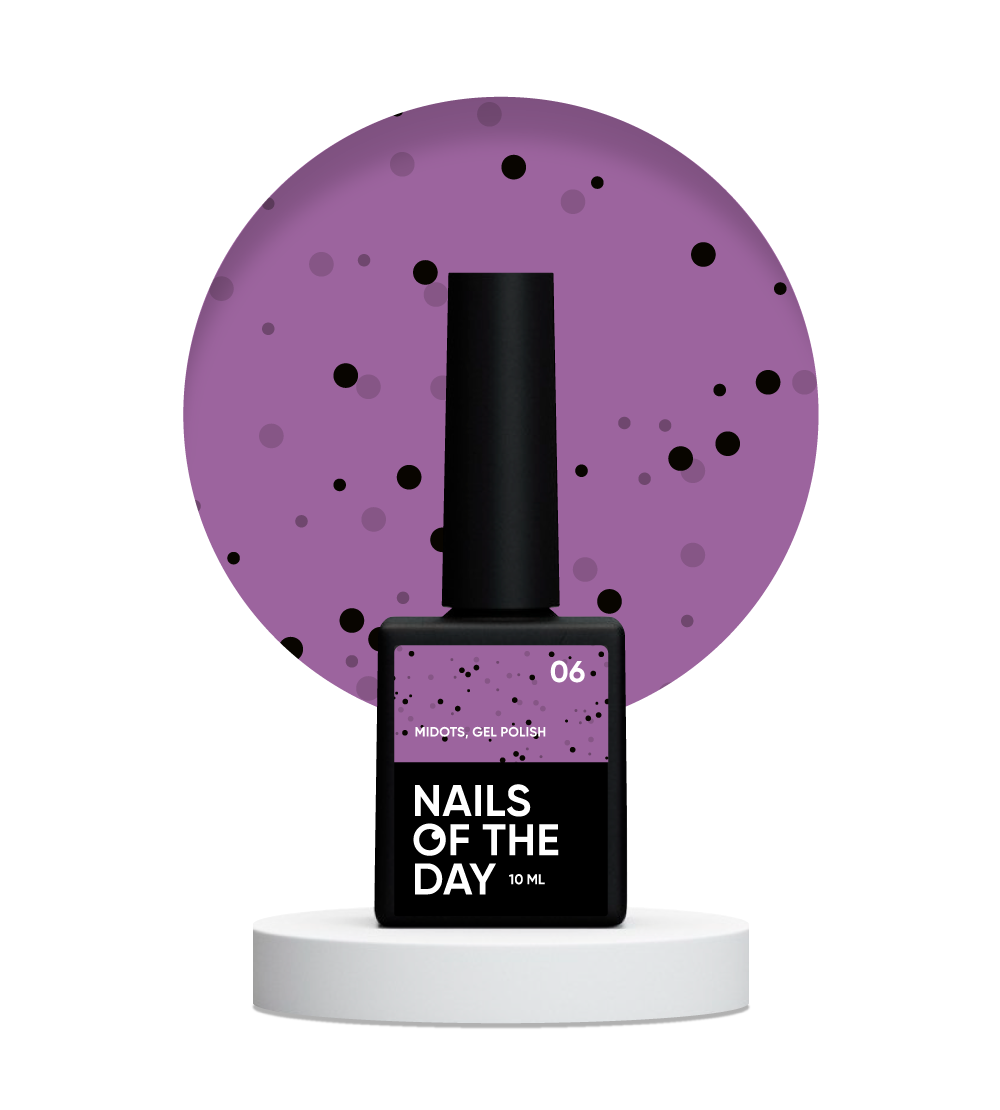 NAILSOFTHEDAY MiDots gel polish 06 - esmalte semipermanente morado con puntos negros para uñas, 10 ml