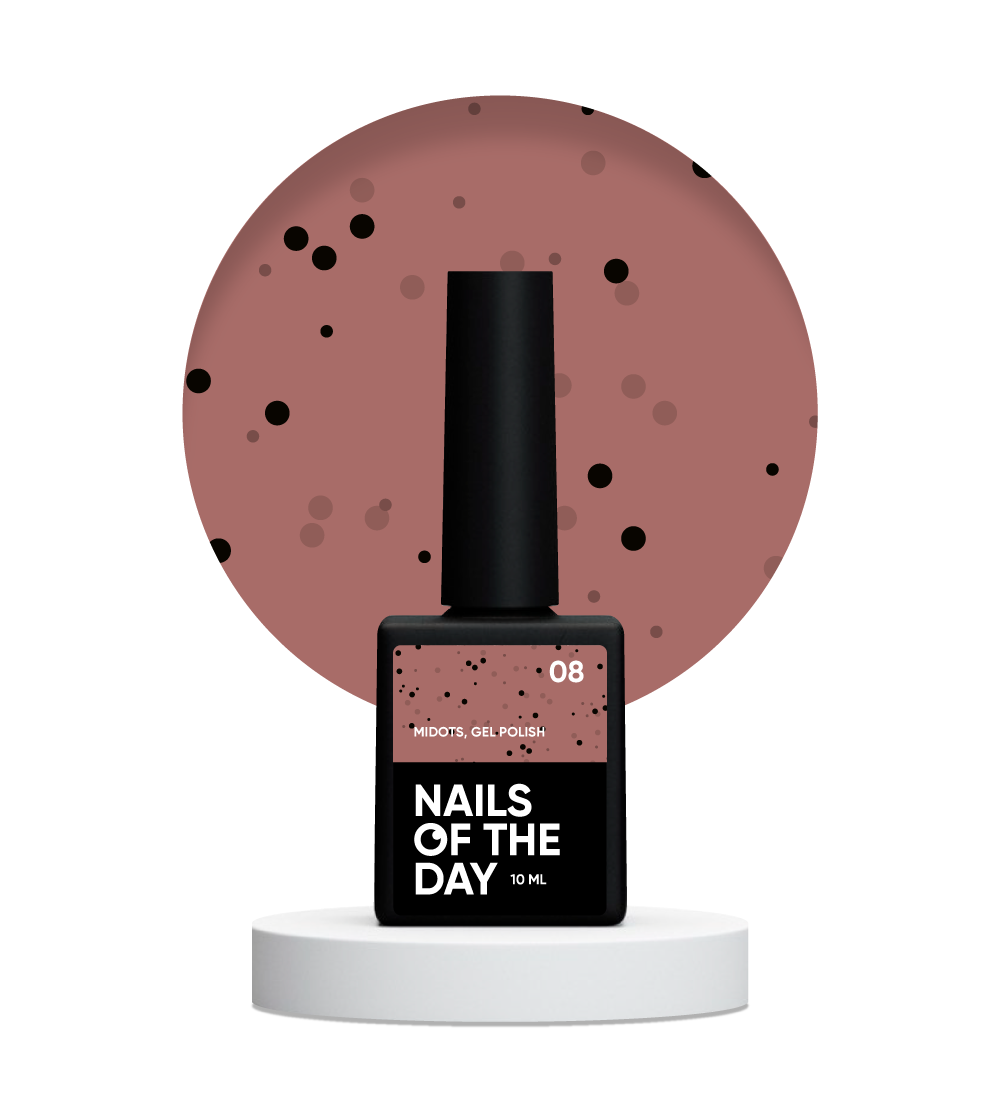NAILSOFTHEDAY MiDots gel polish 08: esmalte semipermanente color ladrillo con puntos negros para uñas, 10 ml